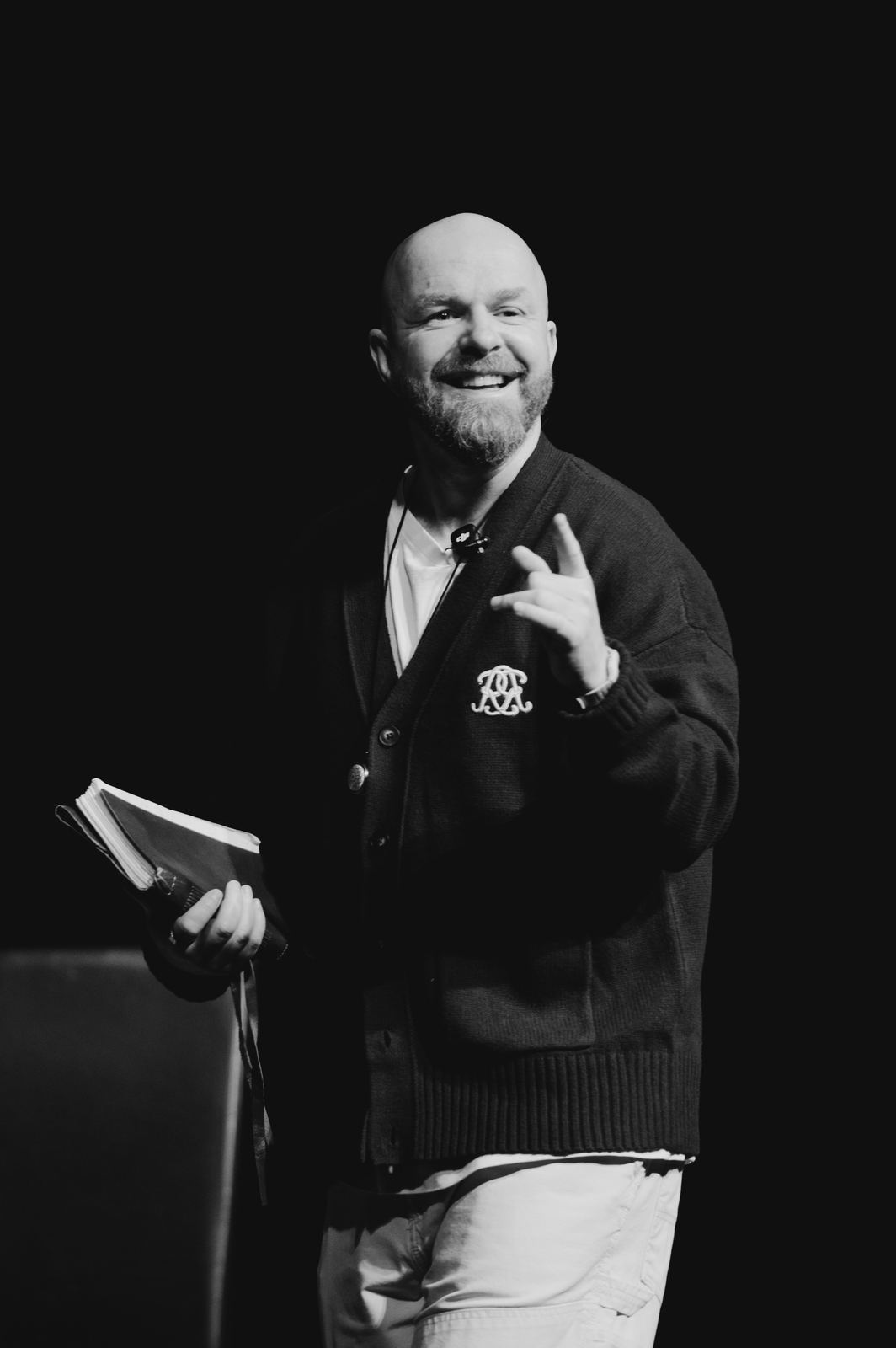 Luke Staton on stage at Theatre Royal Wakefield.